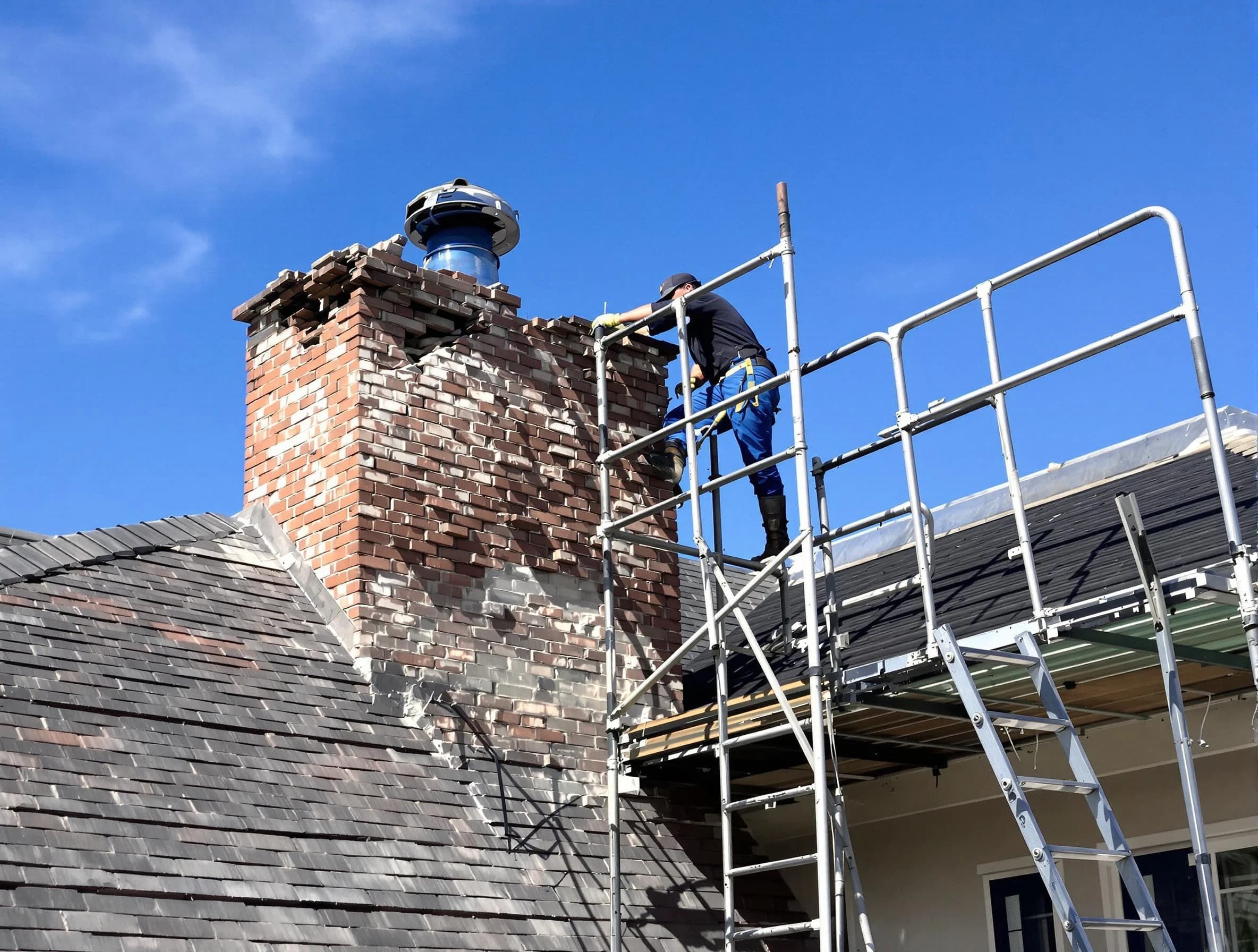 Rebuilding a chimney structure by Bosque Farms Chimney Sweep in Bosque Farms, NM