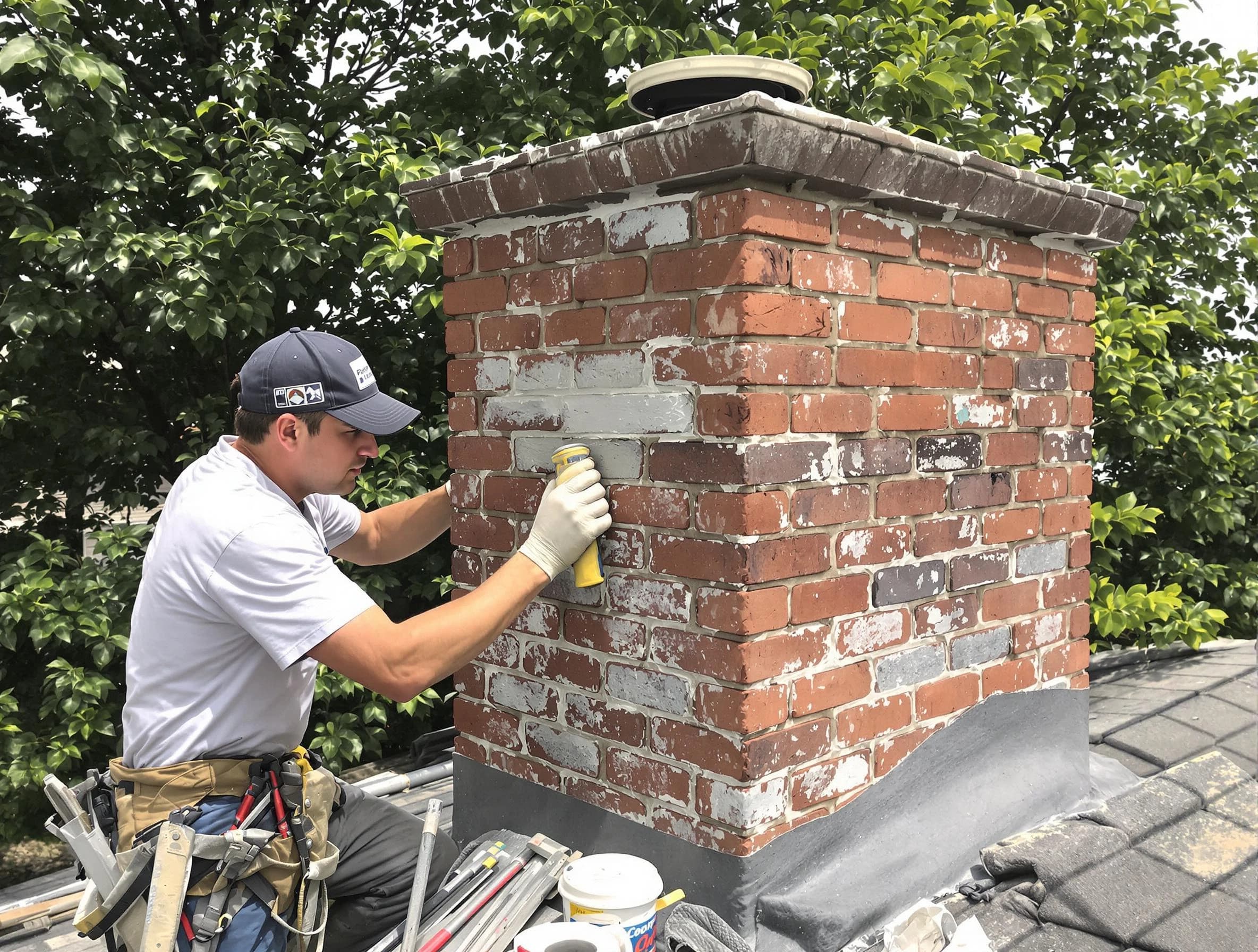 Bosque Farms Chimney Sweep restoring an aging chimney in Bosque Farms, NM