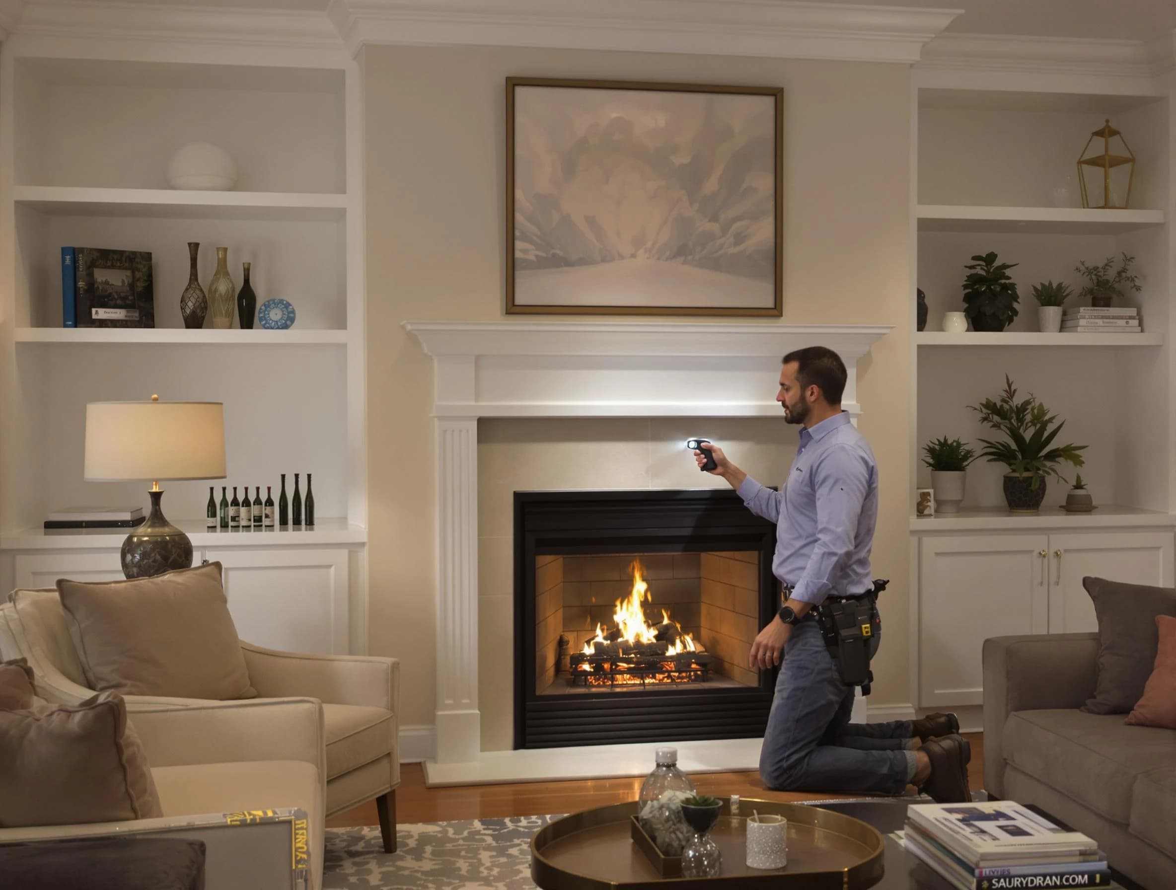 Bosque Farms Chimney Sweep conducting a fireplace safety inspection in Bosque Farms, NM