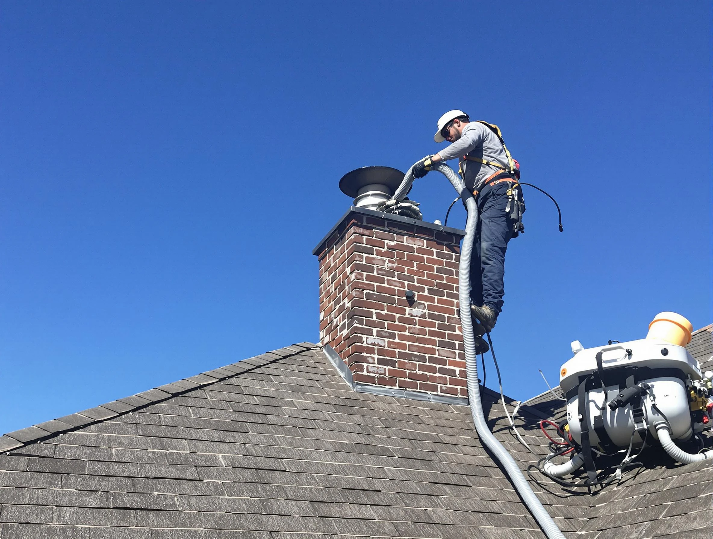 Dedicated Bosque Farms Chimney Sweep team member cleaning a chimney in Bosque Farms, NM