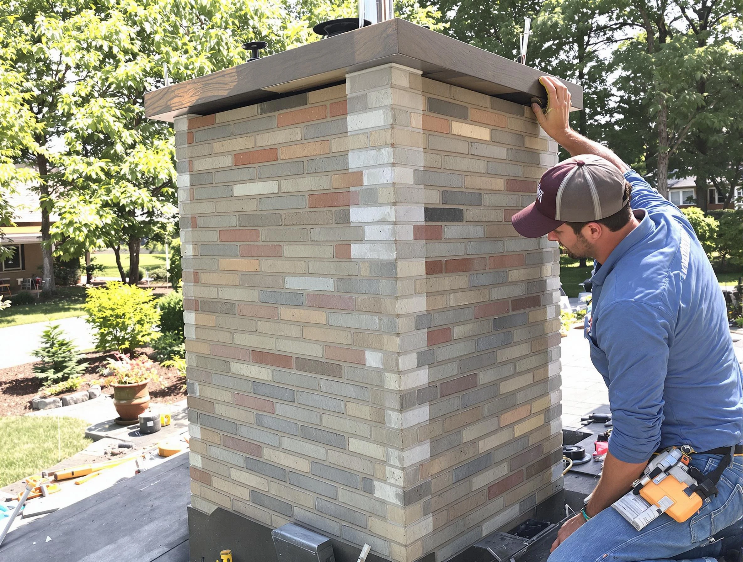 Bosque Farms Chimney Sweep completing a modern chimney remodel in Bosque Farms, NM
